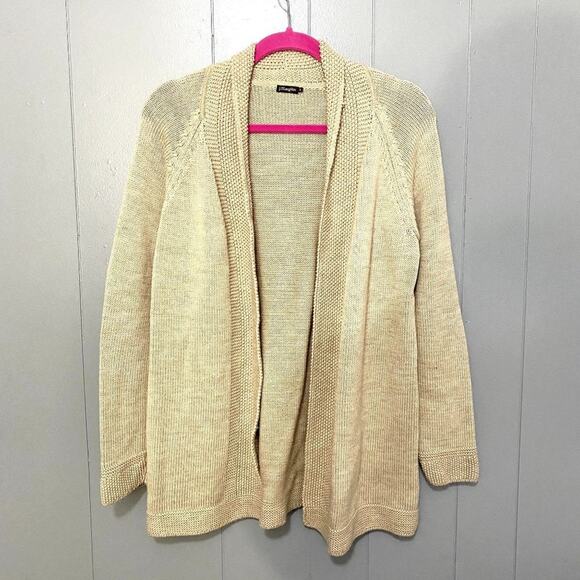 J. McLaughlin Tan Chunky 100% Merino Wool Open Front Cozy Classic Cardigan S - Picture 1 of 7